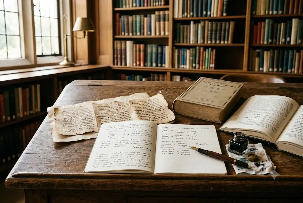 Ancient manuscripts and study materials to learn Aramaic language